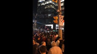 Raptors fans celebrate NBA Finals Game 1 win in downtown Toronto