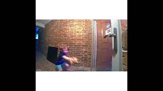 Kid running into a glass door
