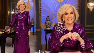 ¡DESPAMPANANTE! Mirtha Legrand abrió la noche con un vestido púrpura para el recuerdo