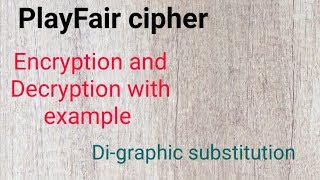 Playfair cipher with example | cryptography