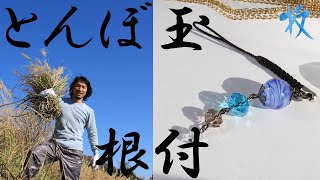 根付け ほたる玉 とんぼ玉 帯飾り 根付 ストラップ 提げ物 提物 光る ホタル ガラス 沖縄 お土産 琉球 工芸 男女兼用 ブルー