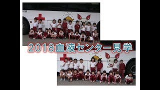 血液センター見学2018。献血バスや血液搬送車などを見学しました。はちまんこども園(福井市）きく組＆ゆり組が体験！