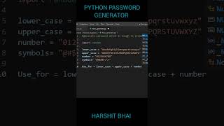 Python Password Generator | Get unhackable passwords with just 5 lines of python #shorts #hacker