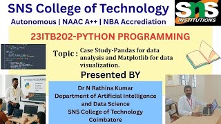 Case Study Video - Pandas & Matplotlib for visualization | PYTHON PROGRAMMING | SNS Institutions
