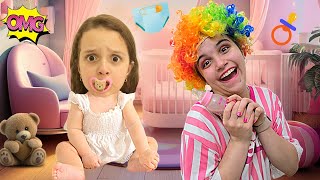 Marina e Elisa em uma BABÁ muito ESQUISITA | Virei BEBÊ por um dia - Clubinho da Marina e Elisa