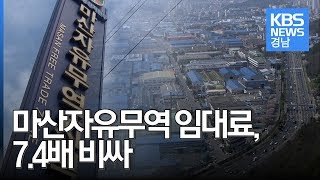 마산자유무역 임대료 7.4배 비싸