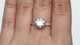 Circa 1920s Art Deco Platinum 2.01ct Old European Cut Diamond Engagement Ring