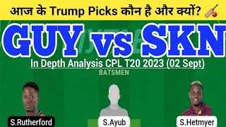 GUY vs SKN Dream11 Team | GUY vs SKN Dream11 CPL T20| GUY vs SKN Dream11 Team Today Match Prediction