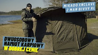 Duży namiot karpiowy w dobrej cenie - Mikado Enclave 2 Man Bivvy XL z narzutą