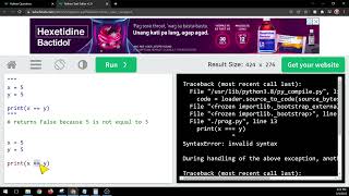 W3schools Python - Comparison Operators - Code along