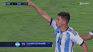 Claudio Echeverri Argentina Sub 23 DEBUT vs Paraguay (21/01/2024) Preolímpico 2024
