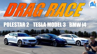 Tesla Model 3 🚘 Polestar 2 Performance 🚘 BMW i4 ⚡️Drag Race eléctrico⚡️