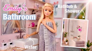 Emily’s NEW Bathroom! Making A Barbie Doll Washroom - Toilet| Bath| Shower| Sink| & More!