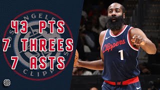 James Harden 43 pts 7 threes 7 asts vs Wizards 24/25 season