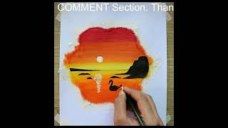 Easy Sunset Scenery With Oil Pastel #shorts #funcrafts