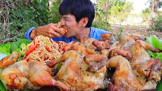 ไก่อบส้มตำเผ็ดๆแกล้มผักสดแซ่บคักขนาดครับพี่น้องMUKBANG EATING SHOW/โก้อีสานพาแดก