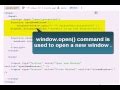 Javascript Tutorial : Open and close windows in Javascript