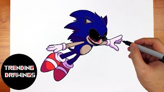 How To Draw FNF MOD Character - Confronting Yourself Sonic EXE Easy Step by Step