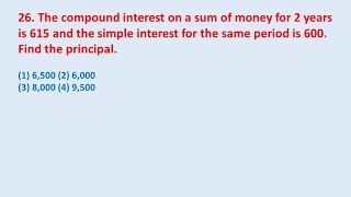 26. The compound interest on a sum of money for 2 years is 615 and the simple interest || edu214