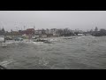 Waves surge into Rockland's Harbor Park during holiday storm