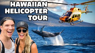 🤯 FLYING OVER A VOLCANO!! 🌋 ACTIVE VOLCANO HELICOPTER TOUR 🚁 BIG ISLAND KONA HAWAII! WHALES BREACH 🐋