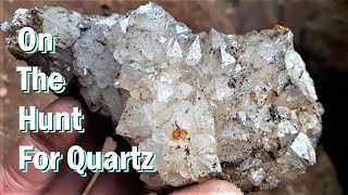 Rock crystals quartz prospecting in an old quarry in Nordrhein-Westfalen, Germany