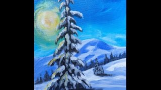 LONE Pine tree in snow LIVE Acrylic Painting for Beginners | TheArtSherpa