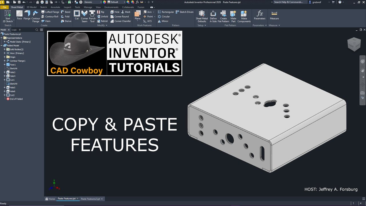 Autodesk Inventor Copy And Paste Features Youtube