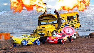 "FIRE-UP" 🔥 Miss Fritter & Lightning McQueen Racing Days. Crash N Smash Crazy 8 Race Disney Cars 🔥