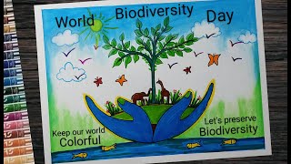 World Biodiversity day poster drawing l How to draw Biological Diversity l Save wildlife drawing