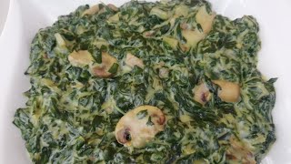 How to make creamy spinach with mushrooms. Quick and easy cream spinach recipe