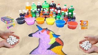 How to make Rainbow Unicorn Horse with Orbeez,Popular Sodas, Fanta, Sprite, Coca Cola vs Mentos