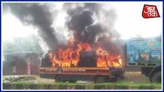 Farmers Burn Down Police Van To Protest Against Airport Plan In Maharashtra