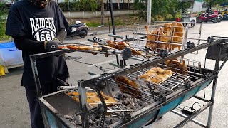 Rotating and Rotating Pig and Duck Roast, Thai Street Food