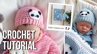 Crochet Easy Panda Baby Hat 💖🐼