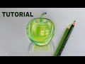 How To Draw Green Glass Apple | Color Pencil Tutorial