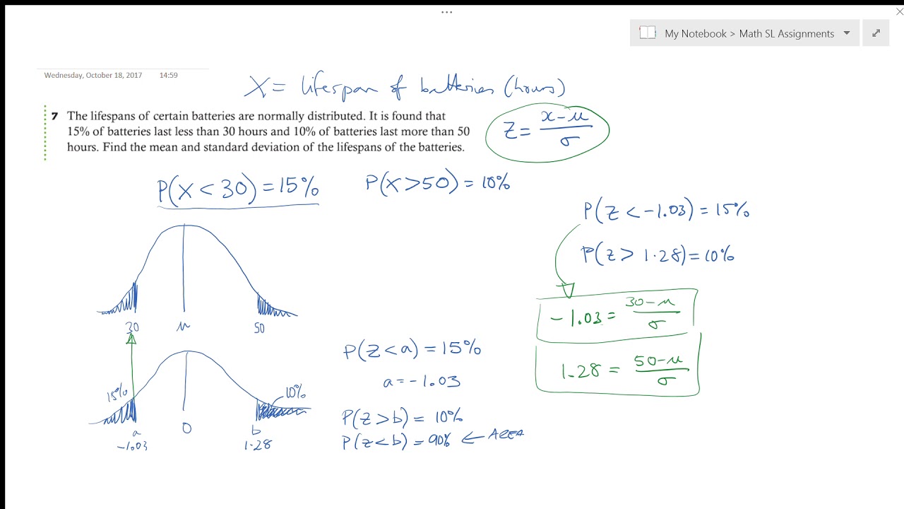 Normal Distribution Finding The Mean And Standard Deviation
