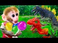 Smart Monkey BiBon had trouble with dinosaur when plays Fruit Lollipop Candy