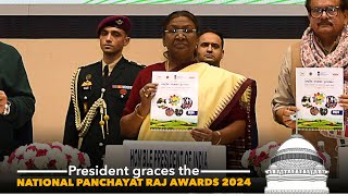 President Droupadi Murmu graces the National Panchayat Raj Awards 2024 at Vigyan Bhawan, New Delhi