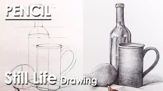 Realistic Still Life Composition in Pencil | step by step Drawing and Shading techniques