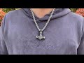 Giant thor's hammer pendant viking necklace with 8mm wheat chain