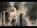 How to paint waterfall in watercolor painting demo by javid tabatabaei