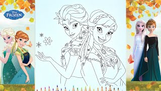 Frozen Anna and Elsa Coloring 💕  | Disney Frozen ❄️