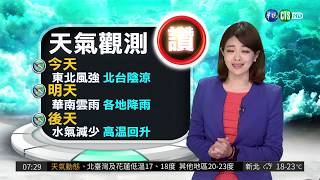 雲量偏多有短暫降雨 周三起回溫| 華視新聞 20180416