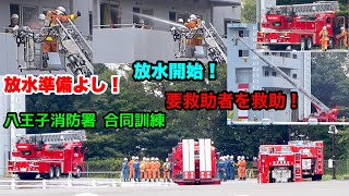 【放水！要救助者を救助！】はしご車を使った放水・救助訓練！