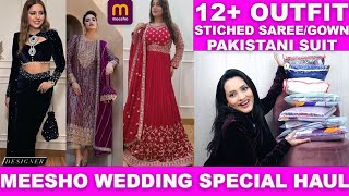 Meesho🌸🛍️Designer Wedding Haul || 12+Outfit || Stiched saree/Pakistani suit/Sharara|| New Arrivals