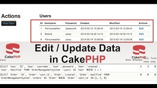How to edit / update data in cakephp tutorial