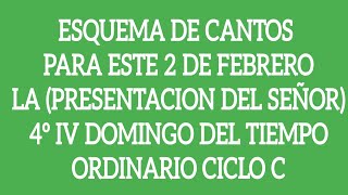 Esquema de cantos: la presentación del Señor. Tiempo ordinario ciclo C (2 de febrero)