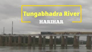 Train on River bridge, tungabhadra River, HARIHAR