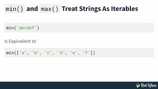 Starting With Python's min() and max() Functions